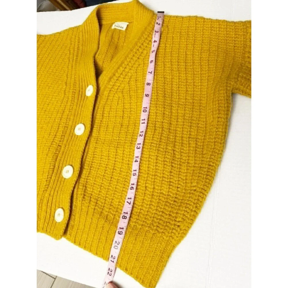 babaa Cardigan No. 19 Mini in the shade Ochre 100% Eco Wool OS One Size Gold Hue